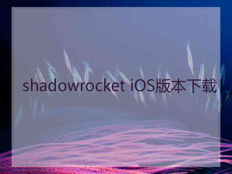 shadowrocket iOS版本下载