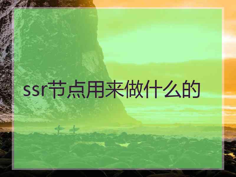 ssr节点用来做什么的