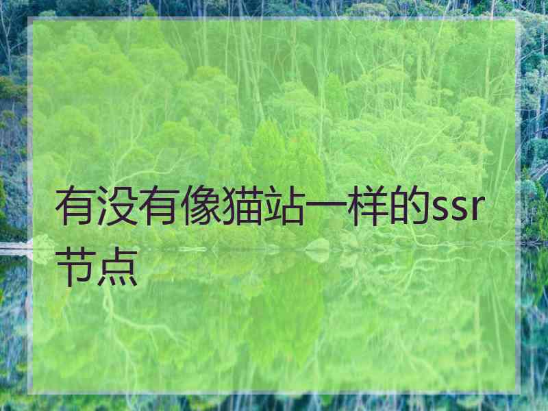 有没有像猫站一样的ssr节点