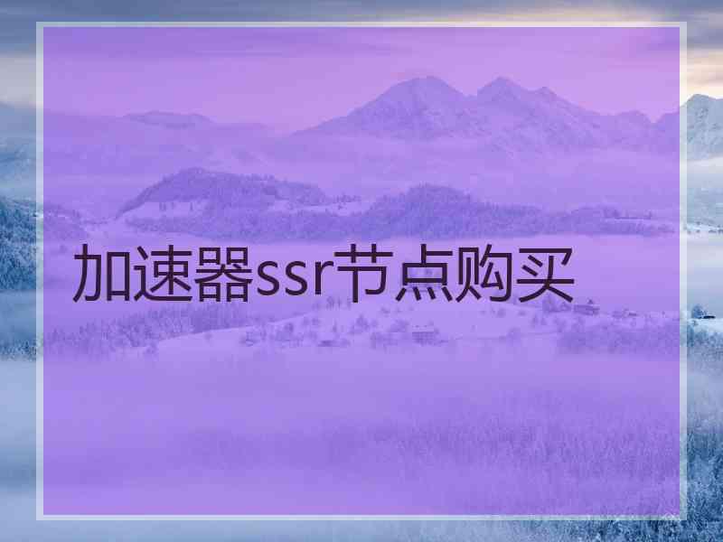 加速器ssr节点购买