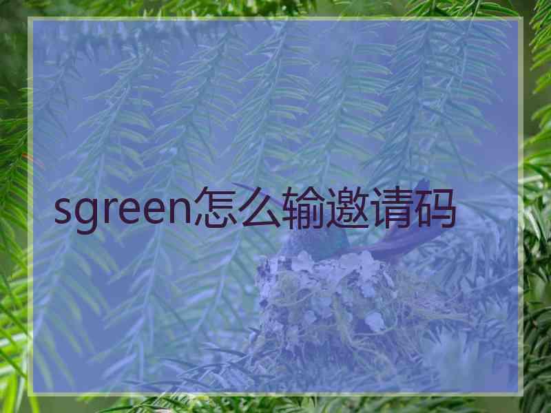 sgreen怎么输邀请码