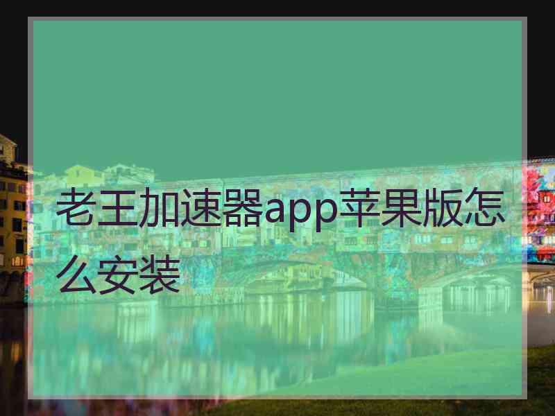 老王加速器app苹果版怎么安装