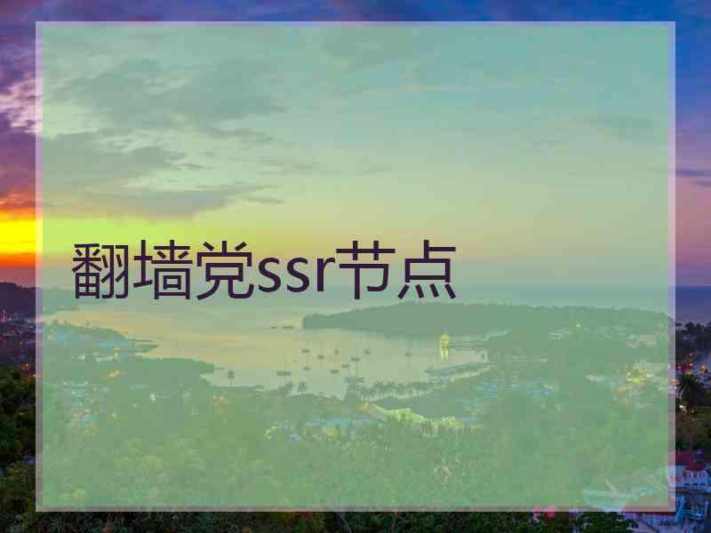 翻墙党ssr节点