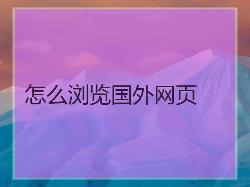 怎么浏览国外网页