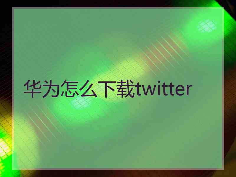 华为怎么下载twitter