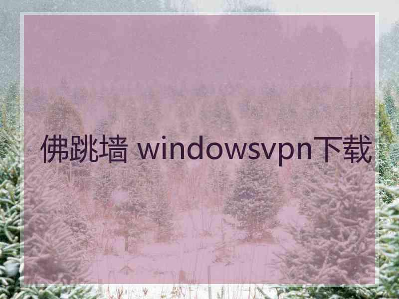 佛跳墙 windowsvpn下载