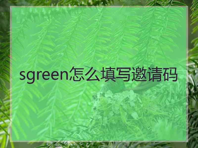 sgreen怎么填写邀请码